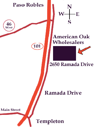 Hand drawn map showing where American Oak Wholesalers is located visually.
